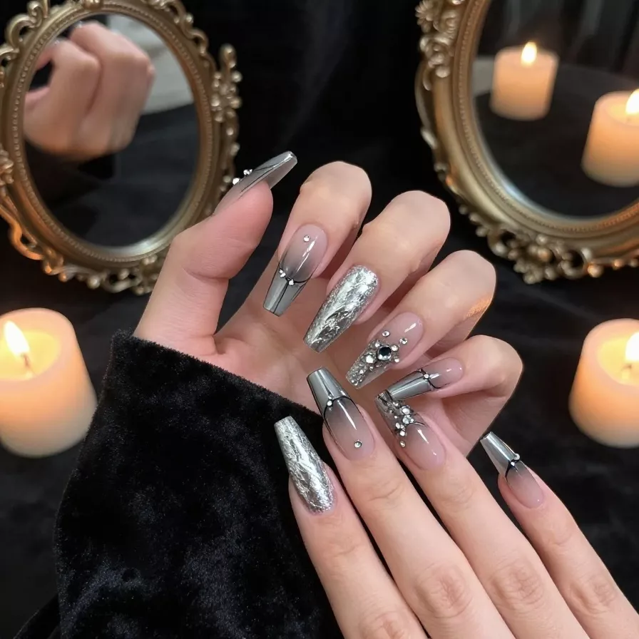 Crystal Coffin Nails