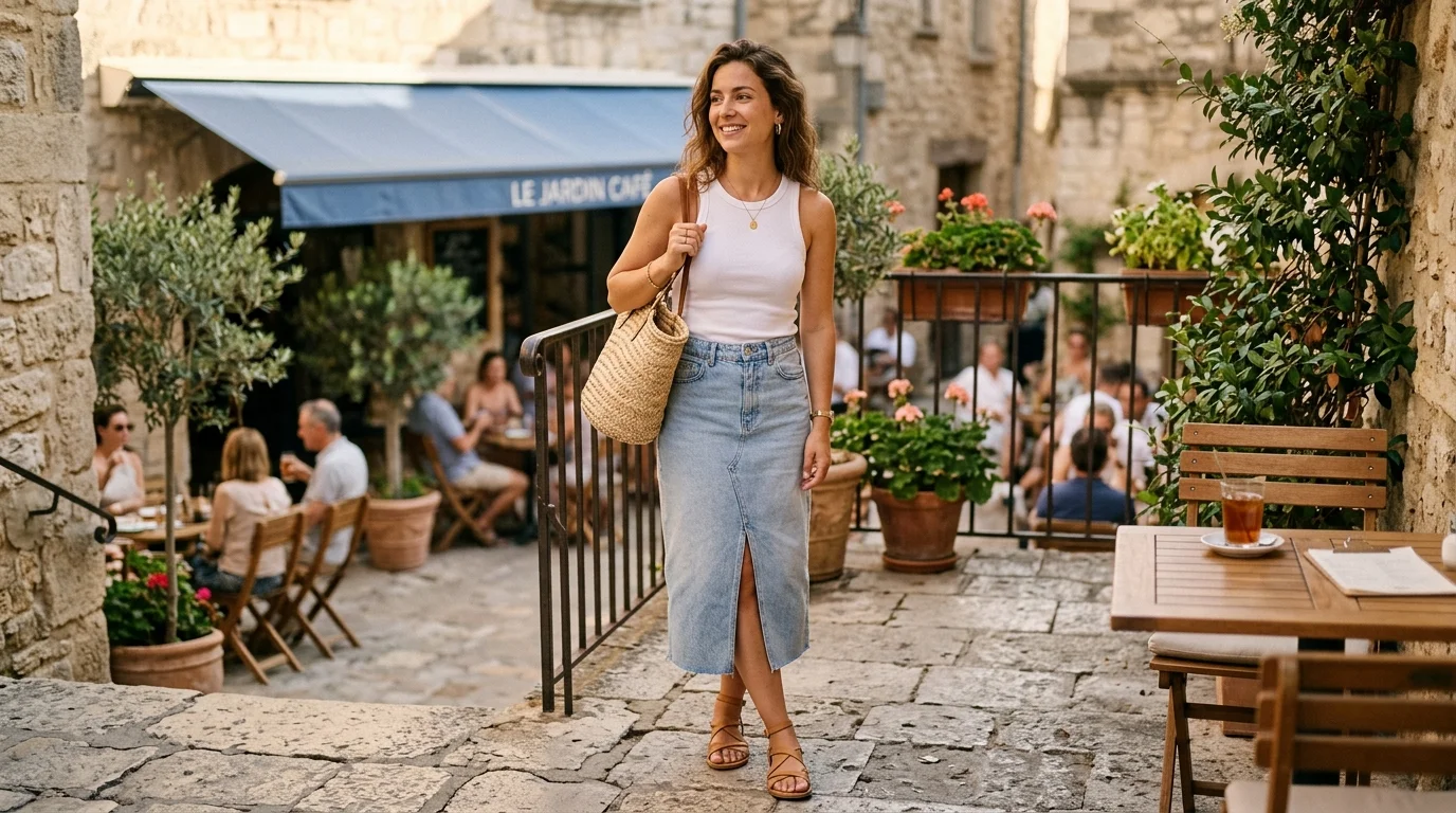 Denim Midi Skirt