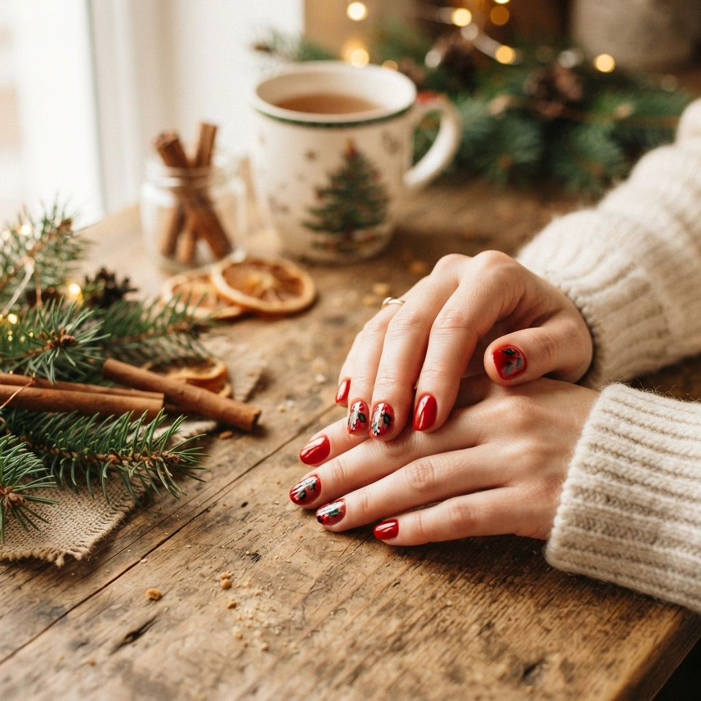 Holly Berry Nails