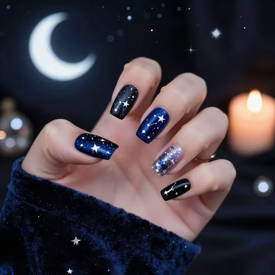 Midnight Galaxy Nails