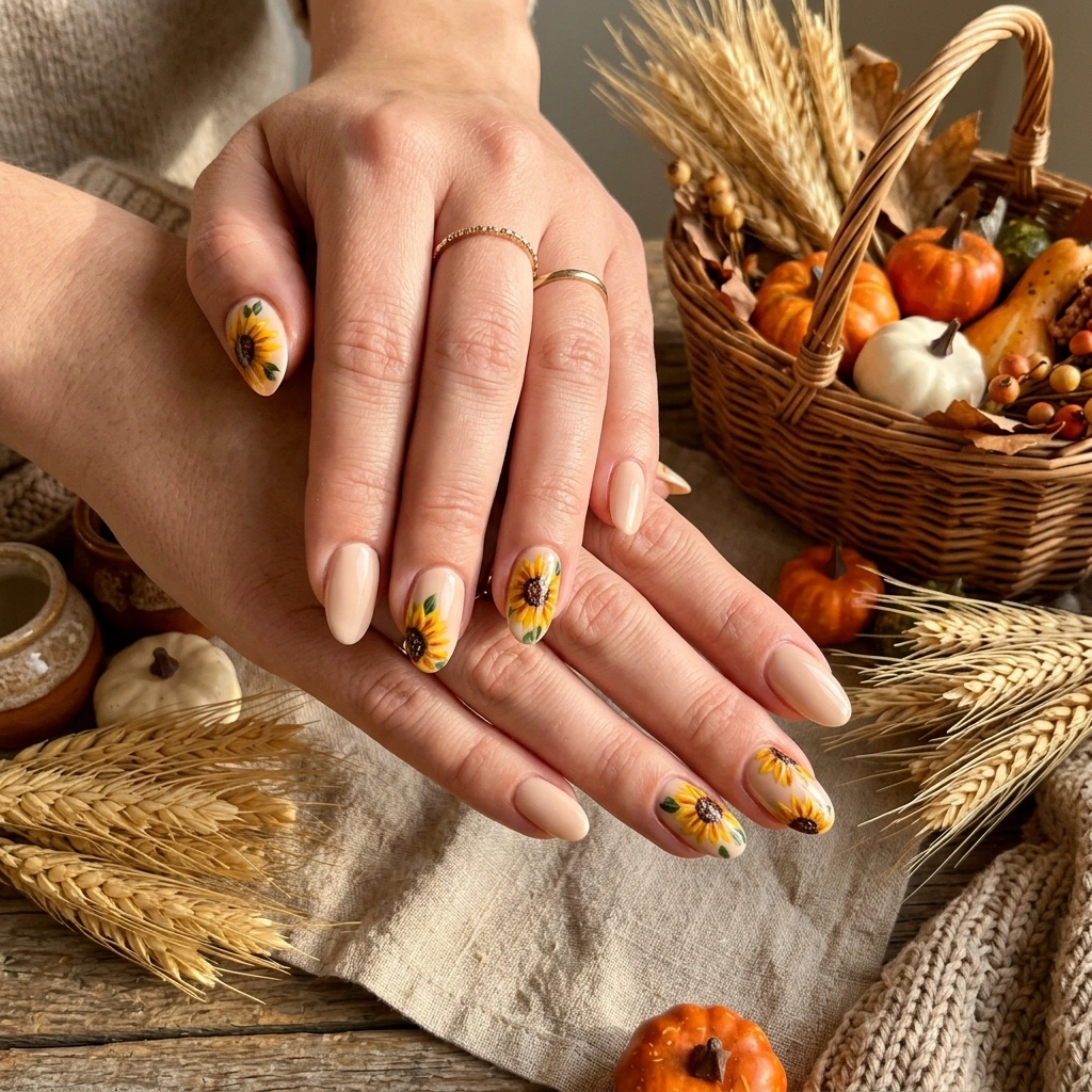 Sunflower Accent Nails