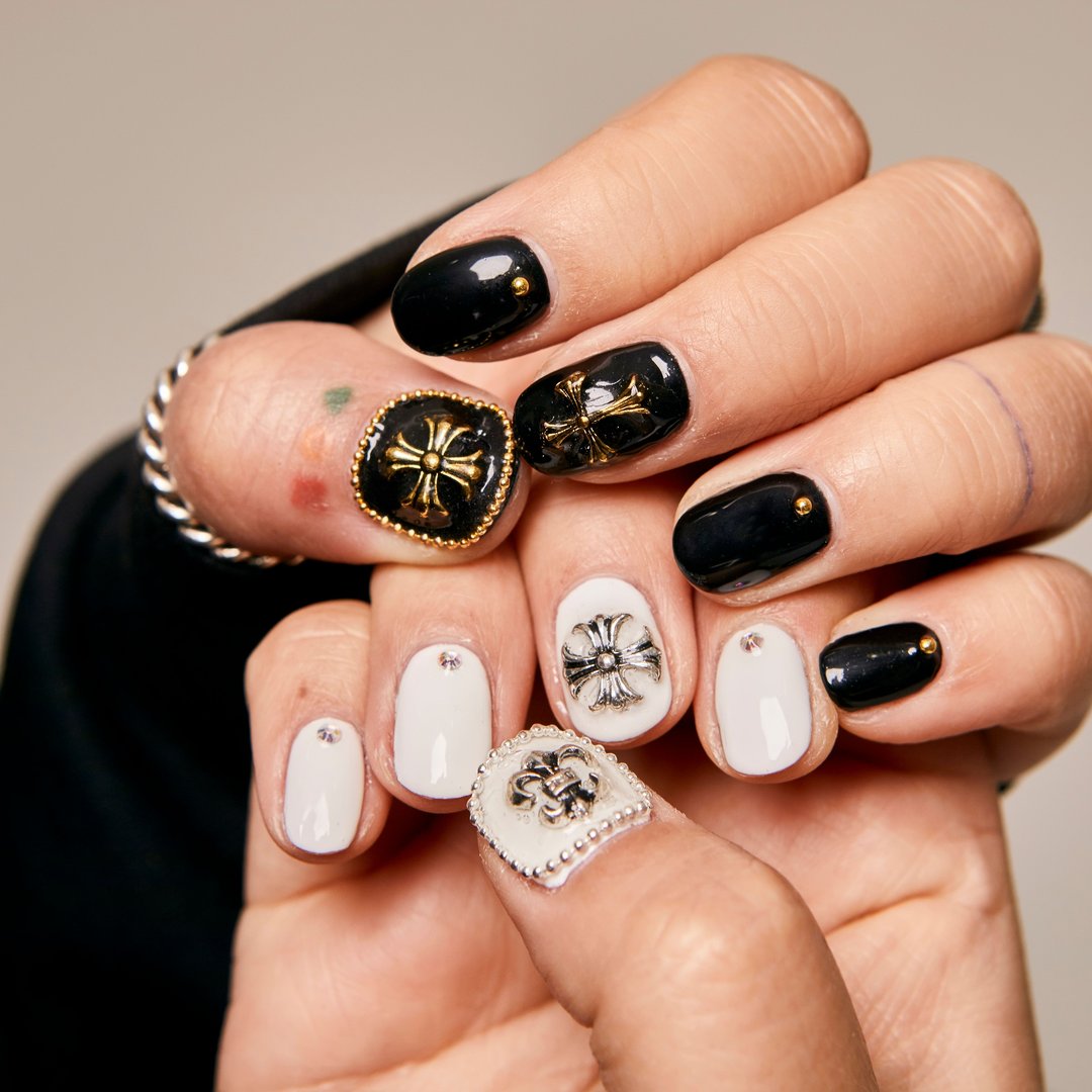 1. Classic Pearly White Nails With a Chrome Finish - pearly white nails