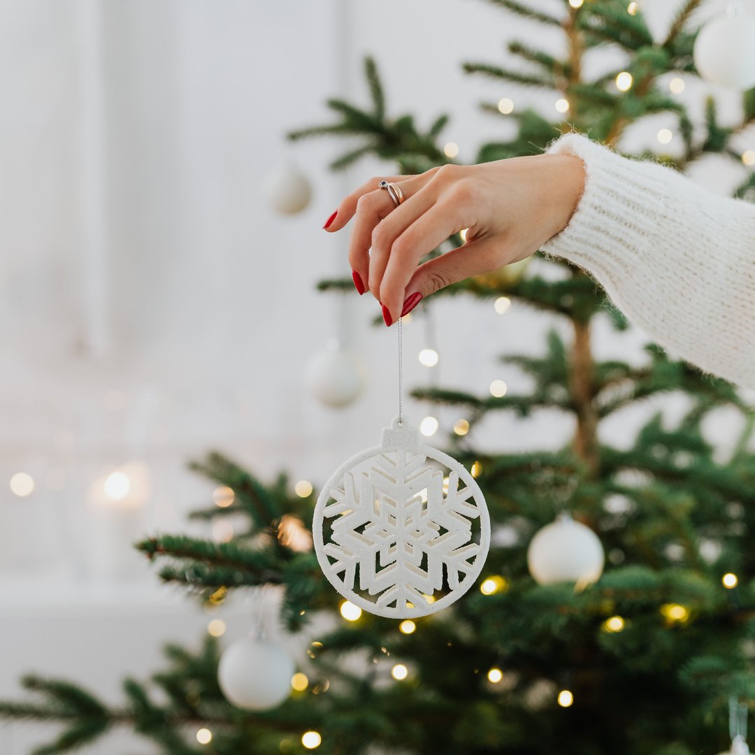 8. Snowflake Stamped Pearly White Nails - pearly white nails