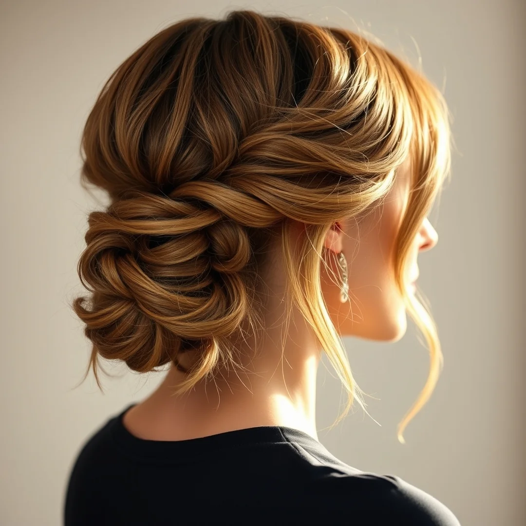Textured Low Updo - 15 Medium Length Updos That Look So Chic