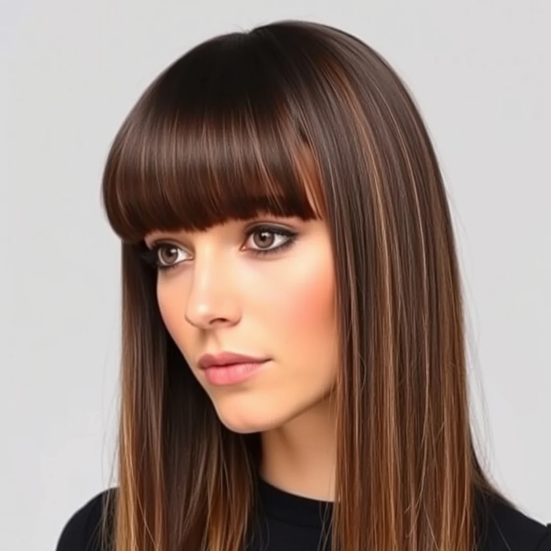Blunt Cut Fringe - 17 Long Curtain Bangs Straight Styles to Try