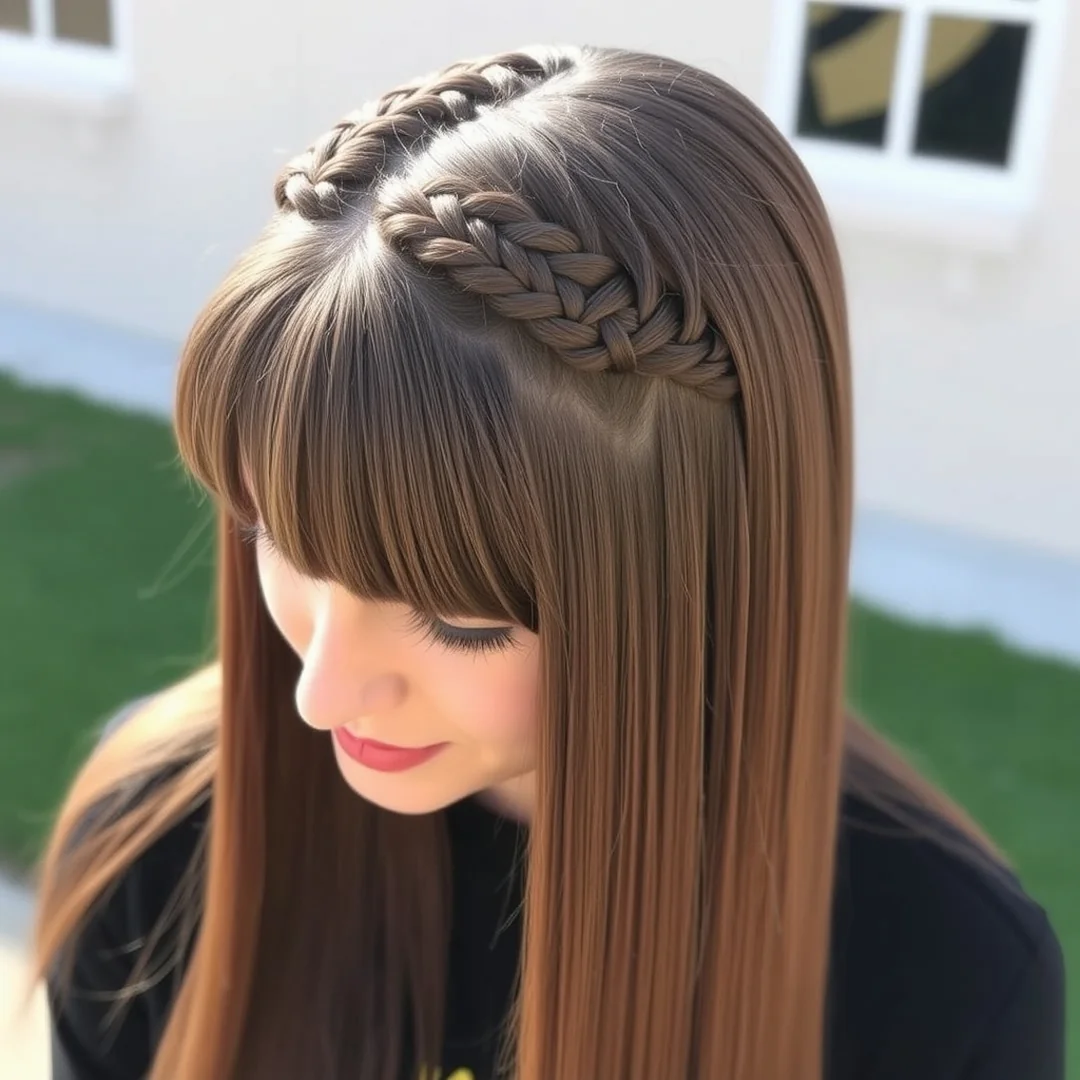 Braided Bang Style - 17 Long Curtain Bangs Straight Styles to Try