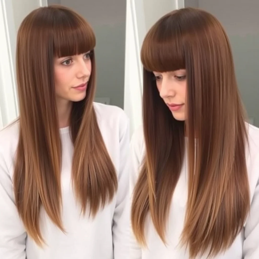Effortless Straight Bangs - 17 Long Curtain Bangs Straight Styles to Try