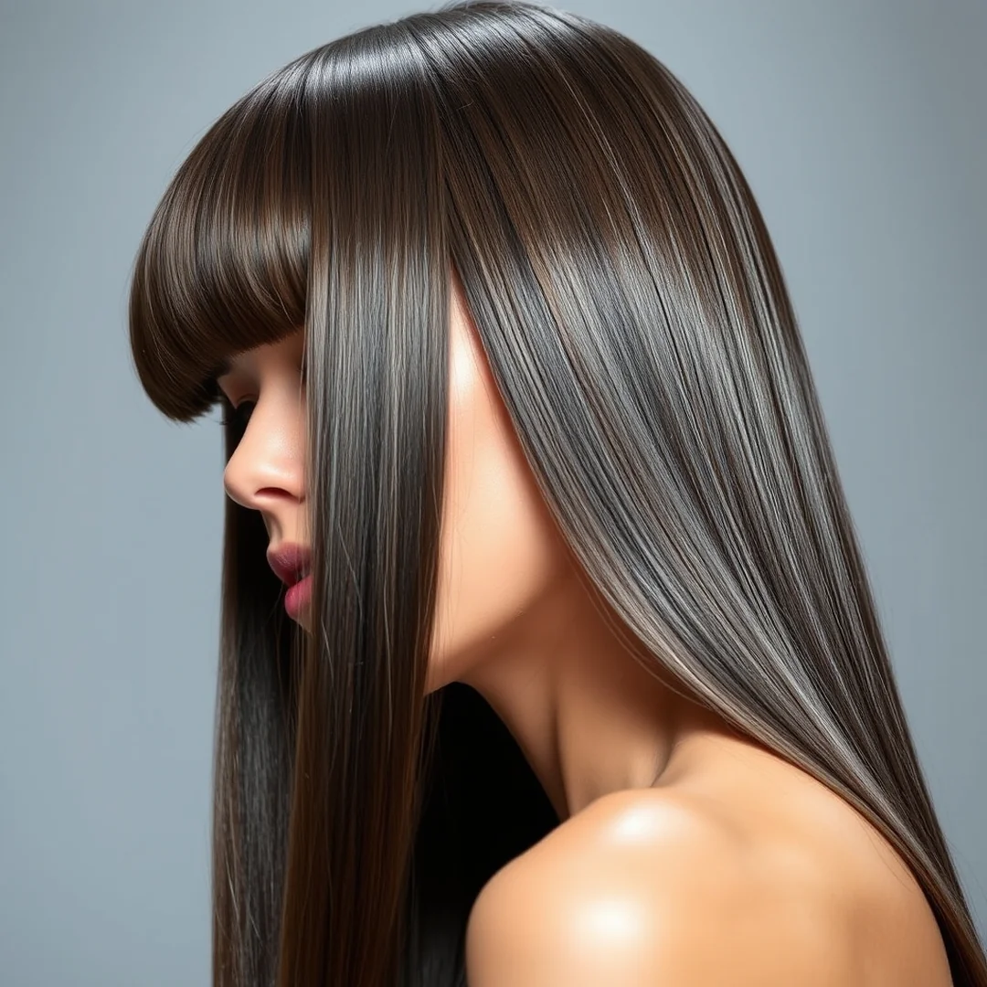 High Shine Finish - 17 Long Curtain Bangs Straight Styles to Try