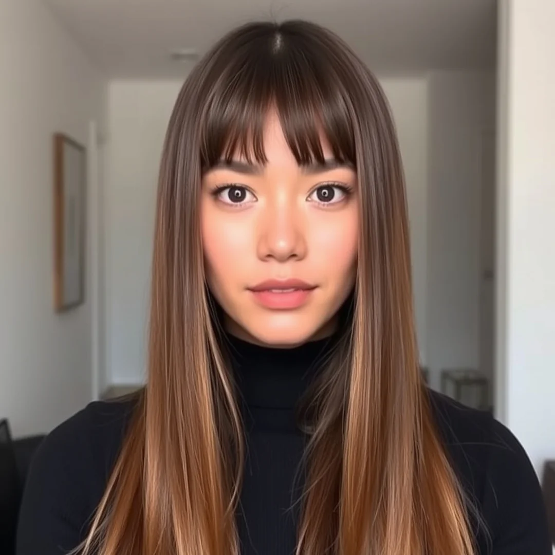 Minimalist Bang Look - 17 Long Curtain Bangs Straight Styles to Try