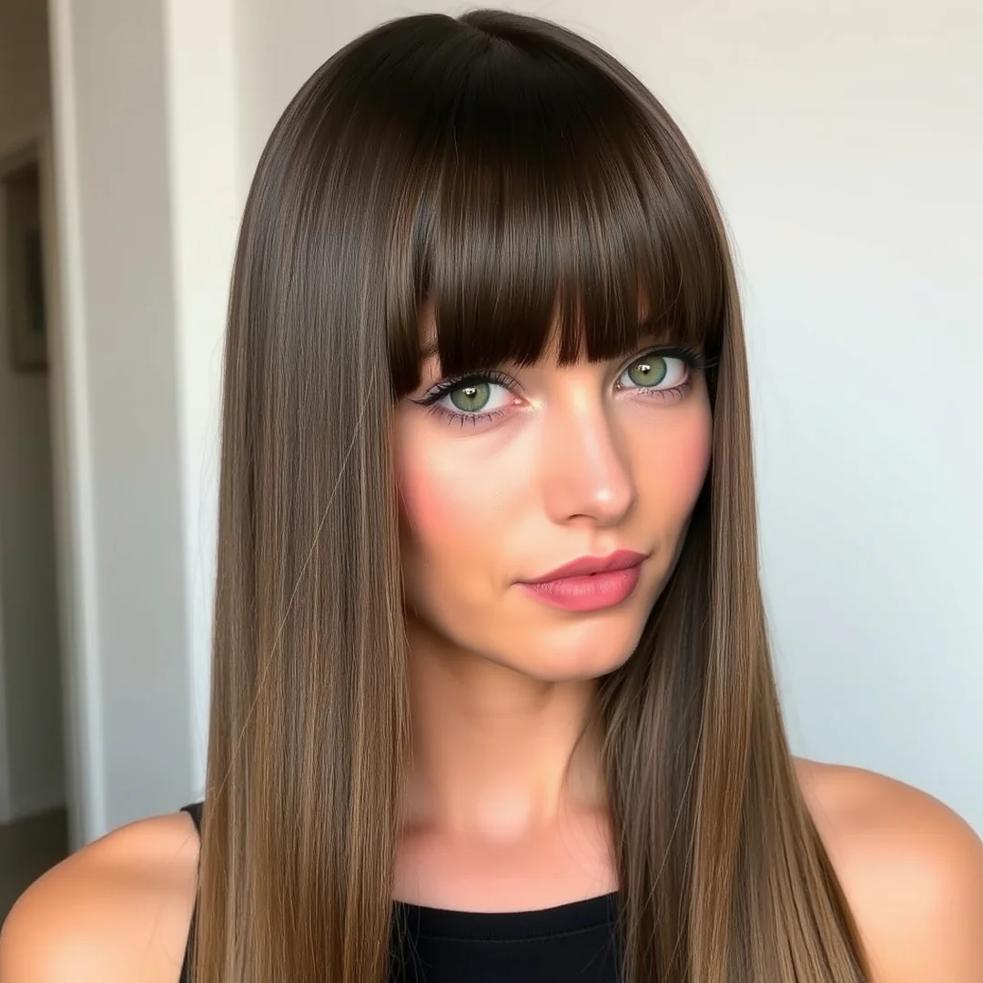 Sleek Center Part - 17 Long Curtain Bangs Straight Styles to Try