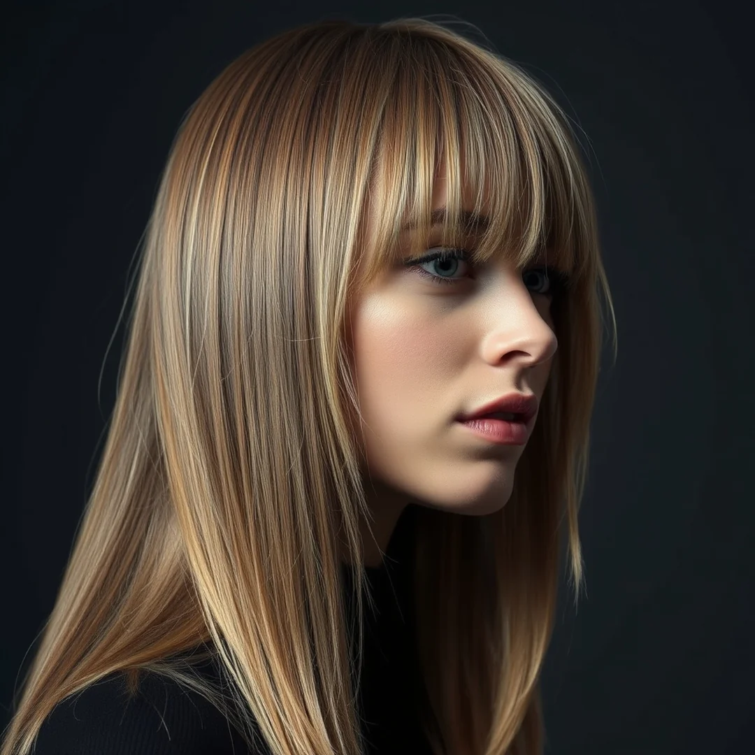 Textured Fringe Ends - 17 Long Curtain Bangs Straight Styles to Try