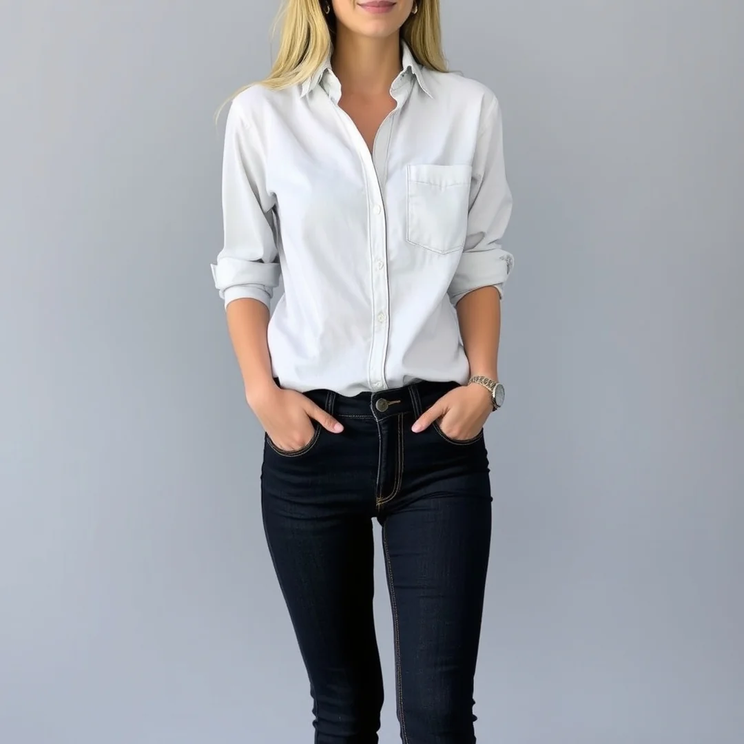Tucked Shirt And Mom Jeans - 18 Seasonal Denim Outfits You’ll Want to Copy
