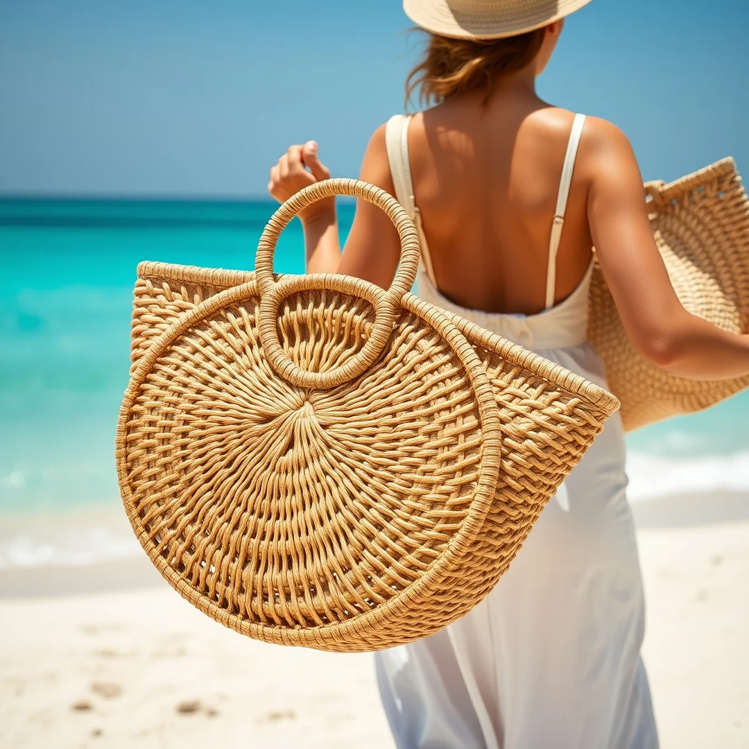 Rattan Beach Bags - 18 Vacation Outfit Inspiration 2026 Tropical Style