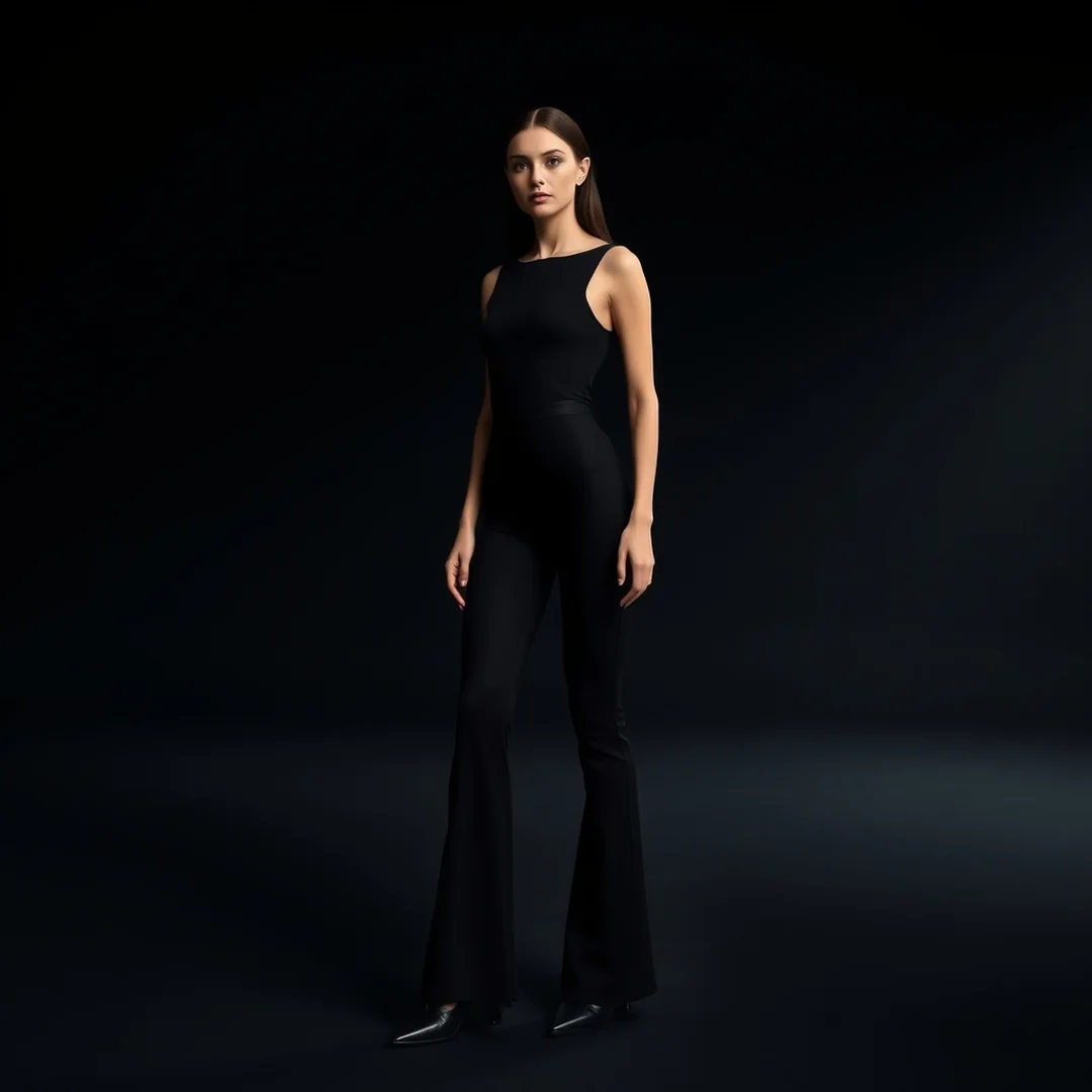 Monochromatic Black Ensemble - 20 Black Flared Legging Outfits That Look So Chic