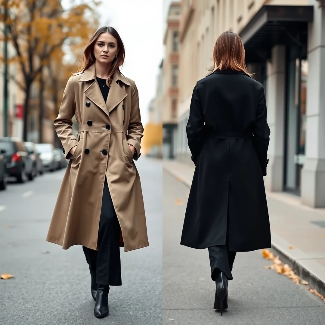 Sleek Trench Coat - 20 Black Flared Legging Outfits That Look So Chic