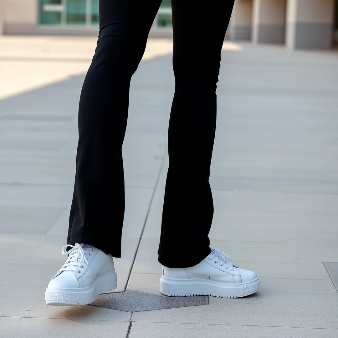 White Sneaker Pairings - 20 Black Flared Legging Outfits That Look So Chic