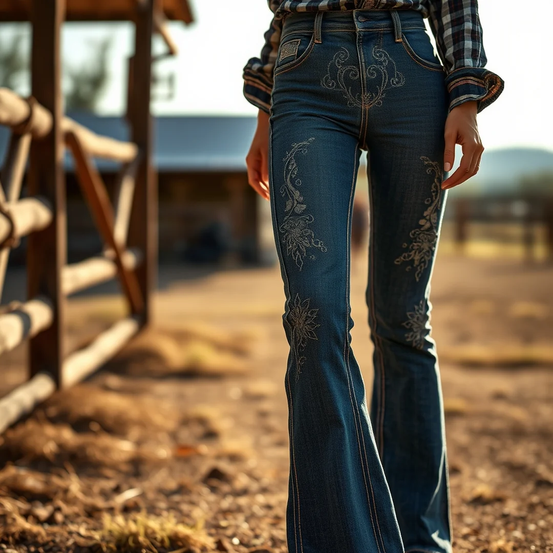Embellished Denim Flare Jeans - 20 Rodeo Fashion Outfit Trends 2026 Western Style