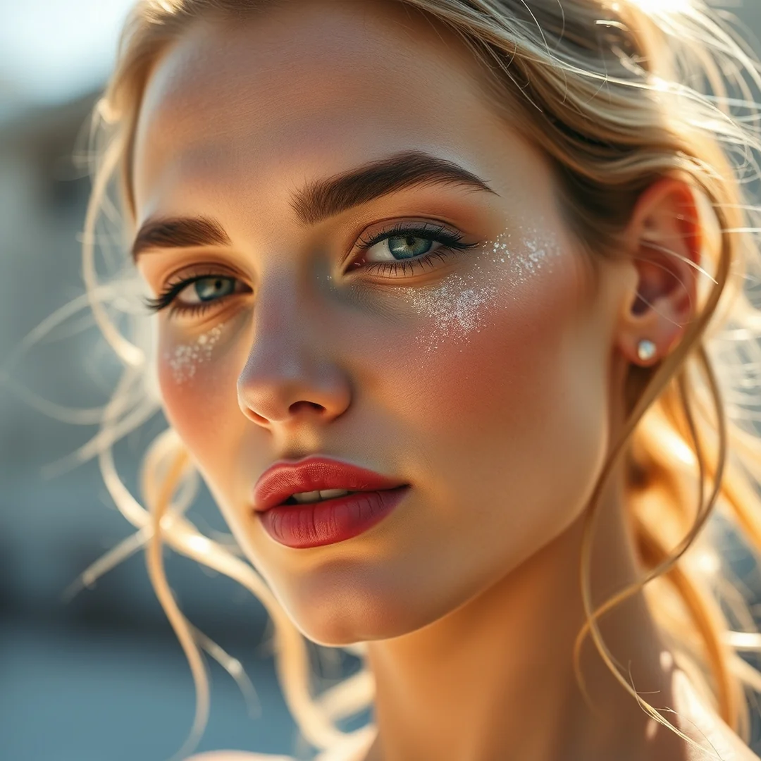 Subtle Shimmer Accents - 20 Sun Kissed Makeup Looks for a Natural Summer Glow