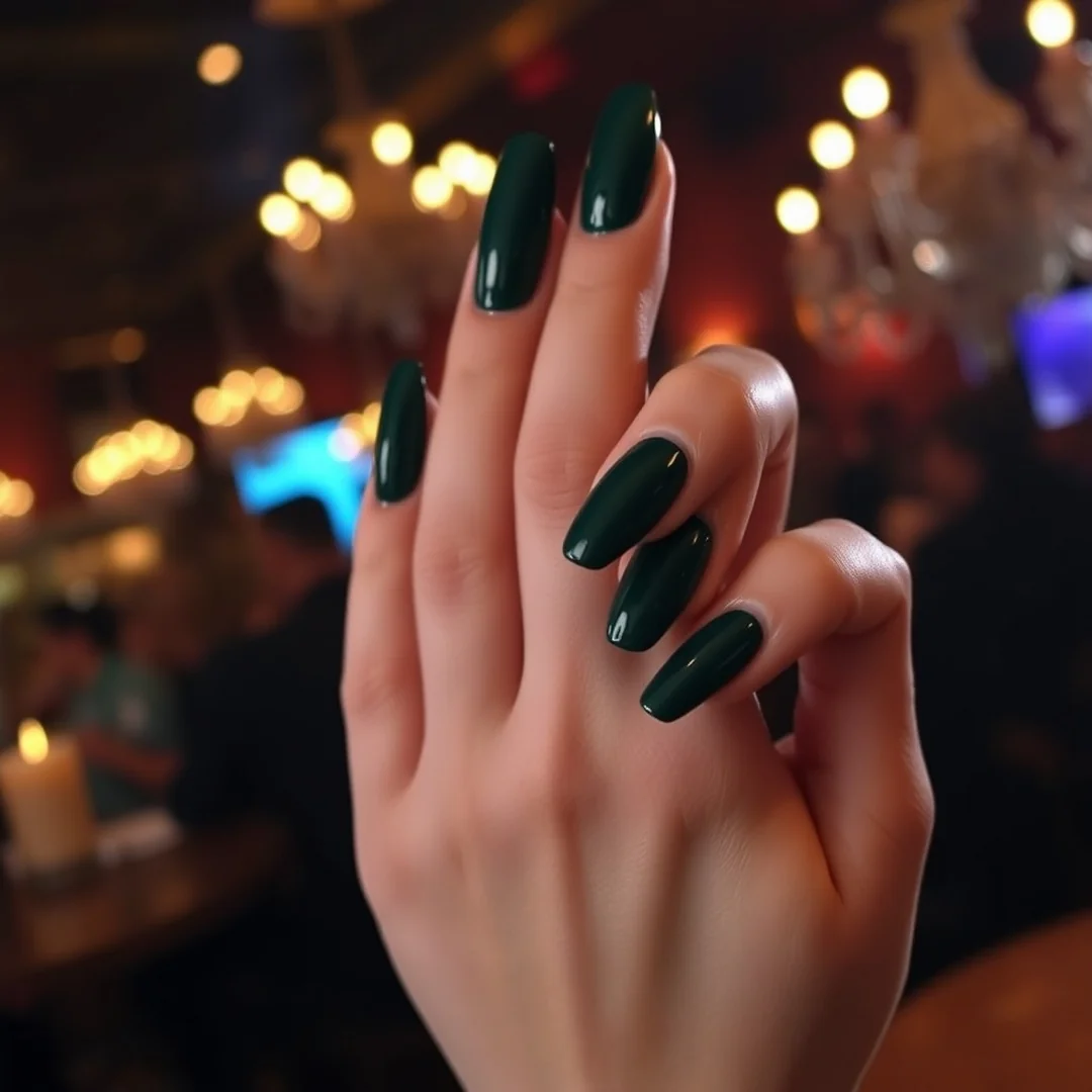 Deep Emerald Finish - 22 Green Nails That Feel Fresh & Trendy