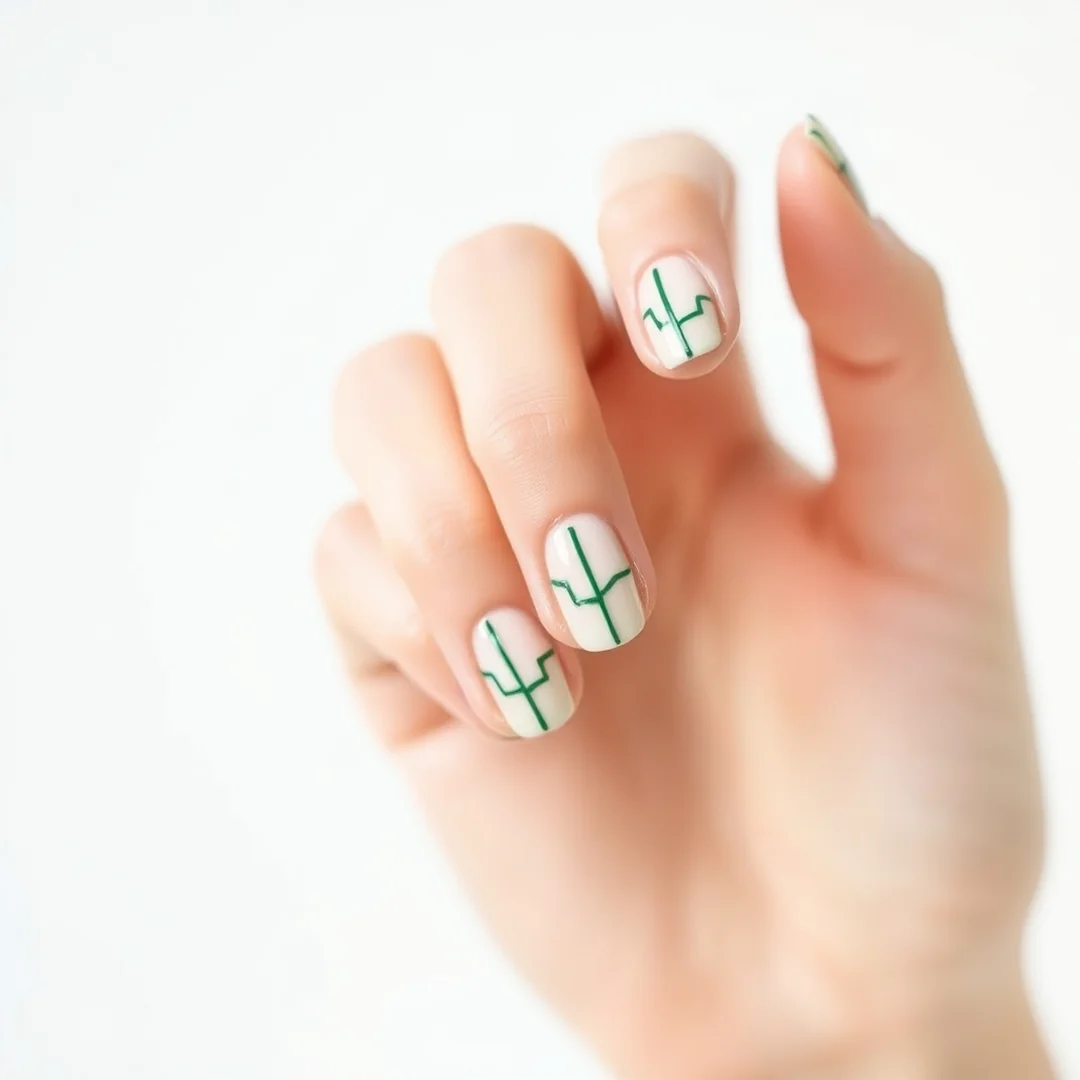 Minimalist Green Lines - 22 Green Nails That Feel Fresh & Trendy