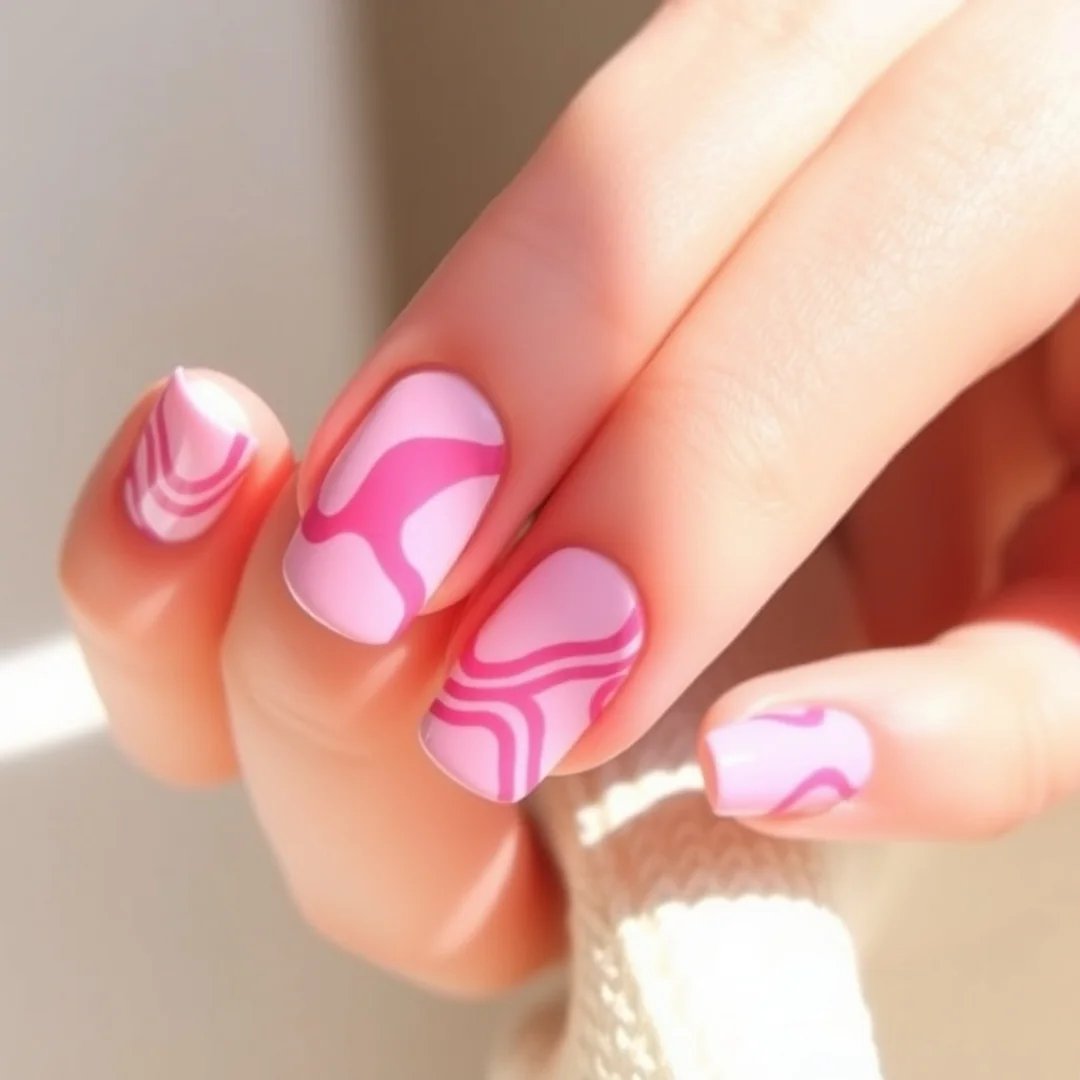 Abstract Pink Swirls - 22 Pink Valentine’s Day Nails Everyone Loves