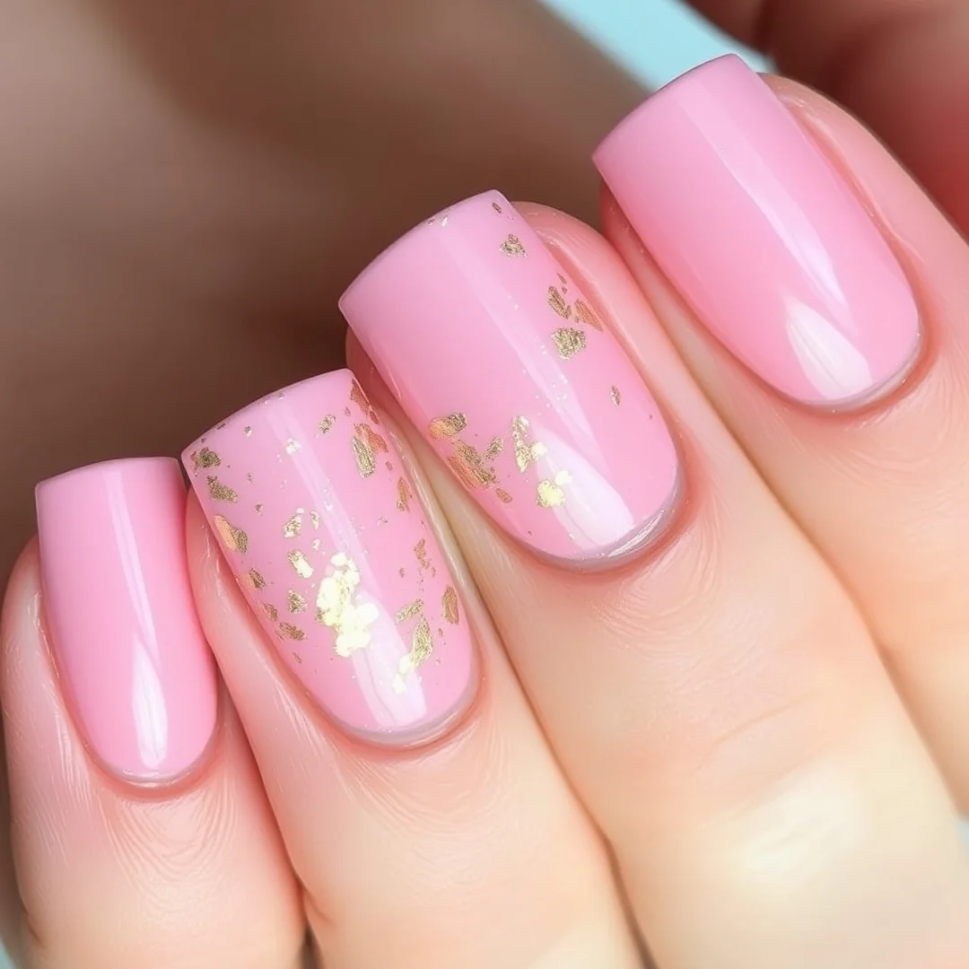 Gold Foil Detailing - 22 Pink Valentine’s Day Nails Everyone Loves