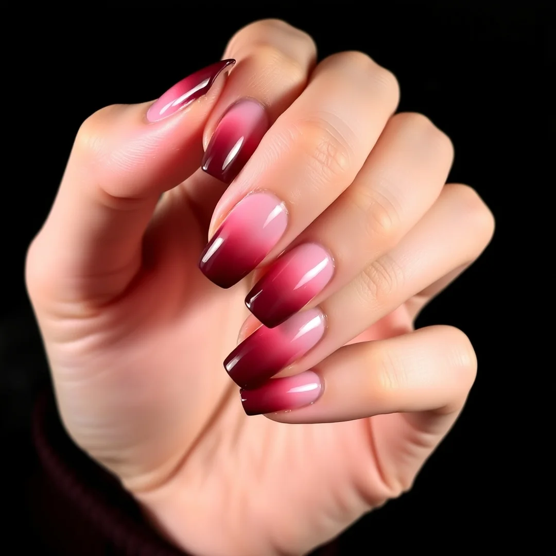 Pink Burgundy Ombre - 22 Pink Valentine’s Day Nails Everyone Loves