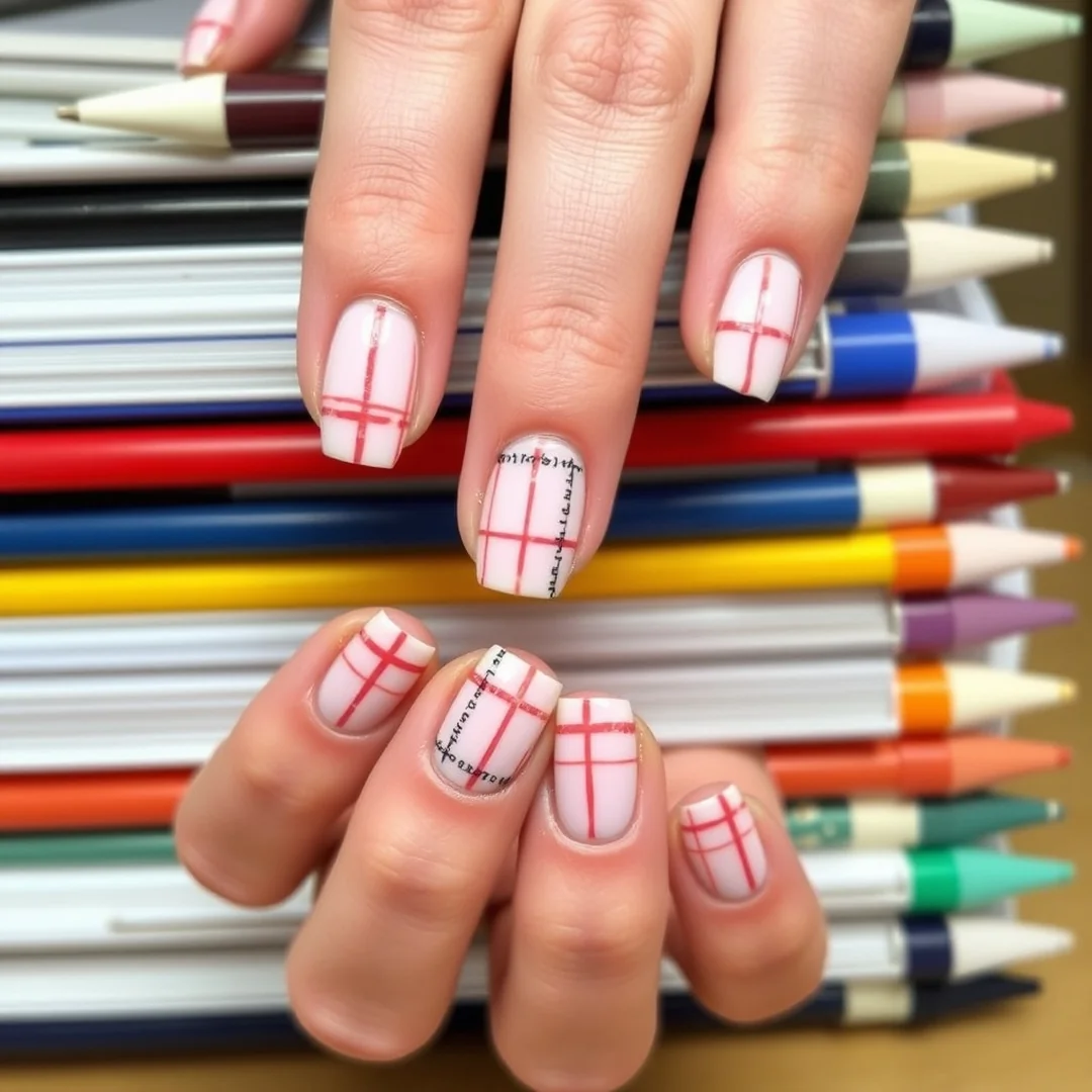 Plaid Pattern Tips - 23 Back to School Nails 2026 That Feel Fresh & Trendy