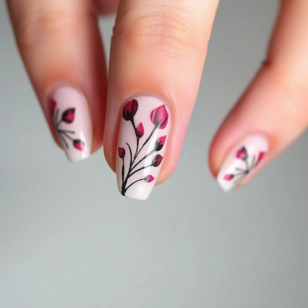 Brush-Stroked Floral Petals - 24 Spring Floral Nails That Look Stunning
