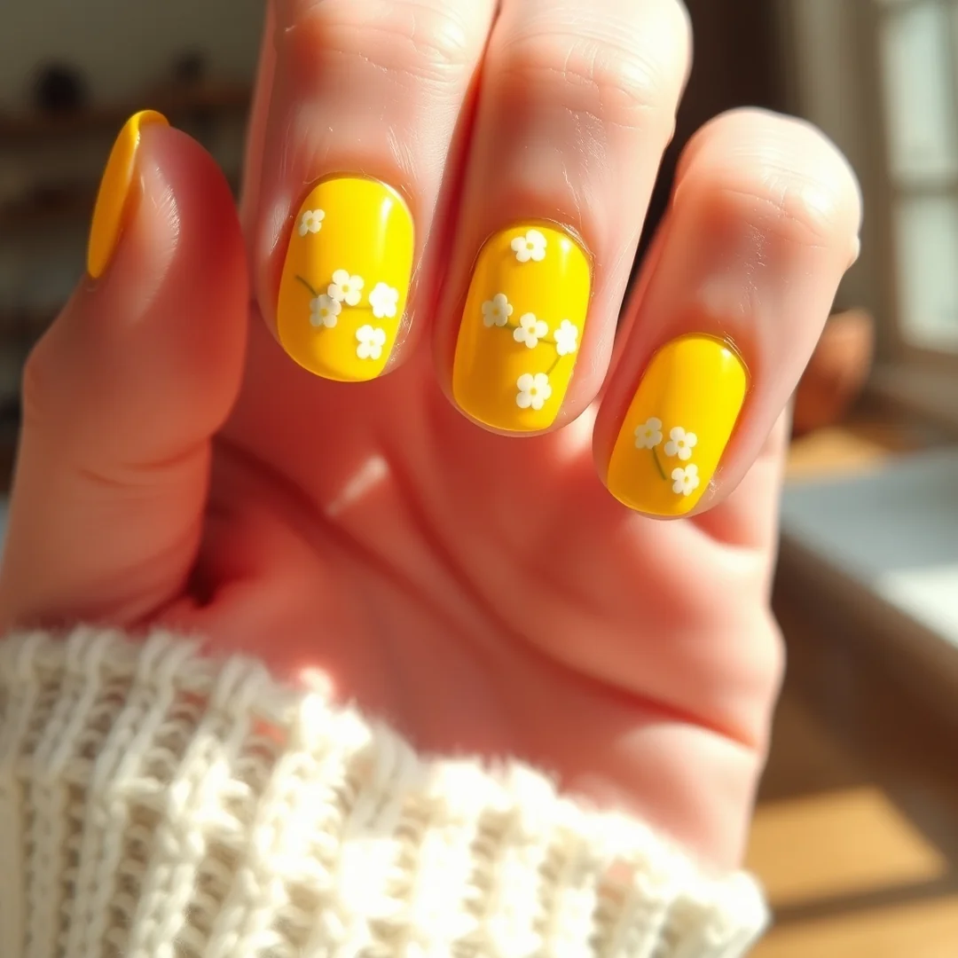 Butter Yellow Blossoms - 24 Spring Floral Nails That Look Stunning