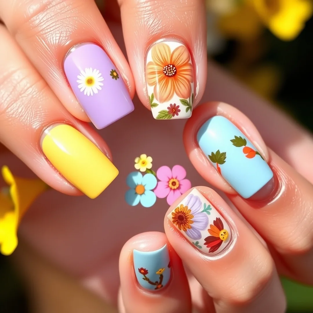 Colorful Floral Nail Palettes - 24 Spring Floral Nails That Look Stunning