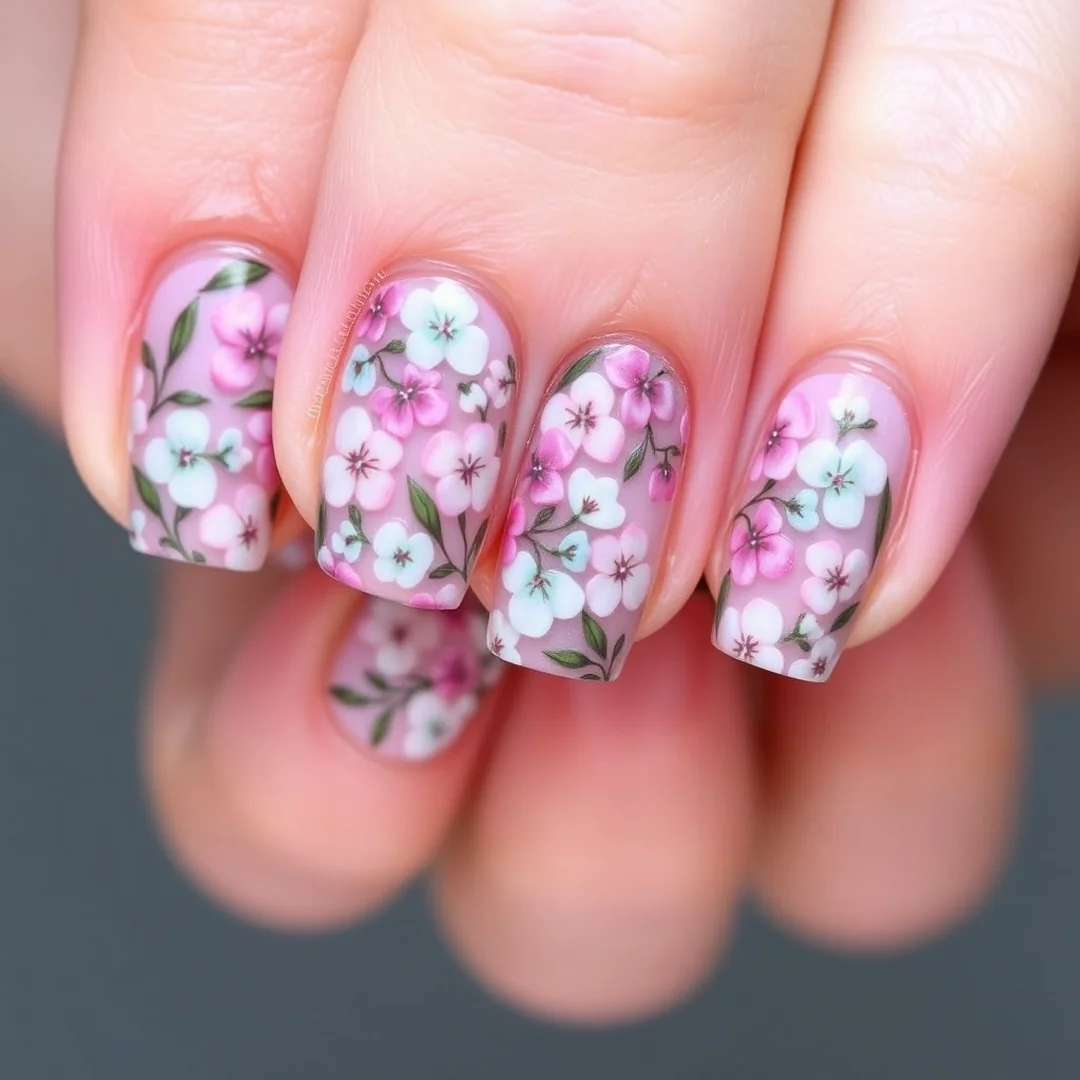 Intricate Floral Nail Designs - 24 Spring Floral Nails That Look Stunning