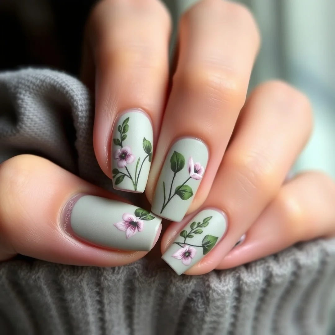 Matte Floral Finish - 24 Spring Floral Nails That Look Stunning