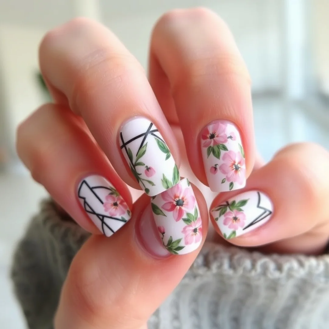 Modern Abstract Floral Nails - 24 Spring Floral Nails That Look Stunning
