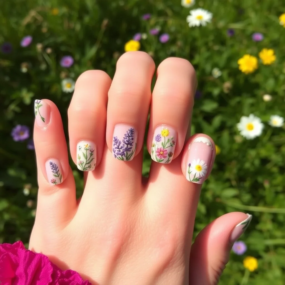 Wildflower Garden Art - 24 Spring Floral Nails That Look Stunning
