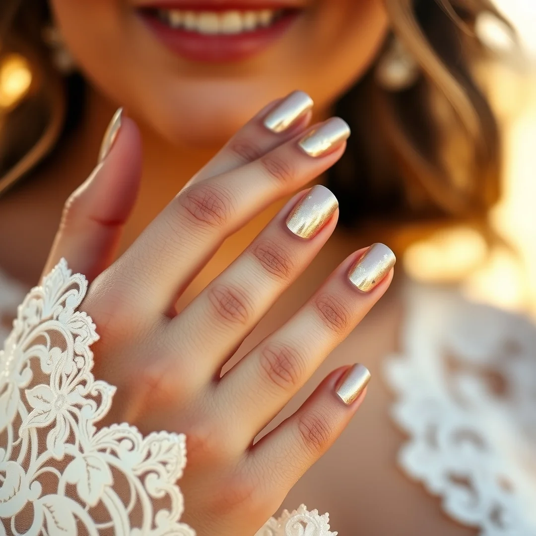 Gold Leaf Details - 24 Summer Bridal Nails 2026 for a Beautiful Wedding Look