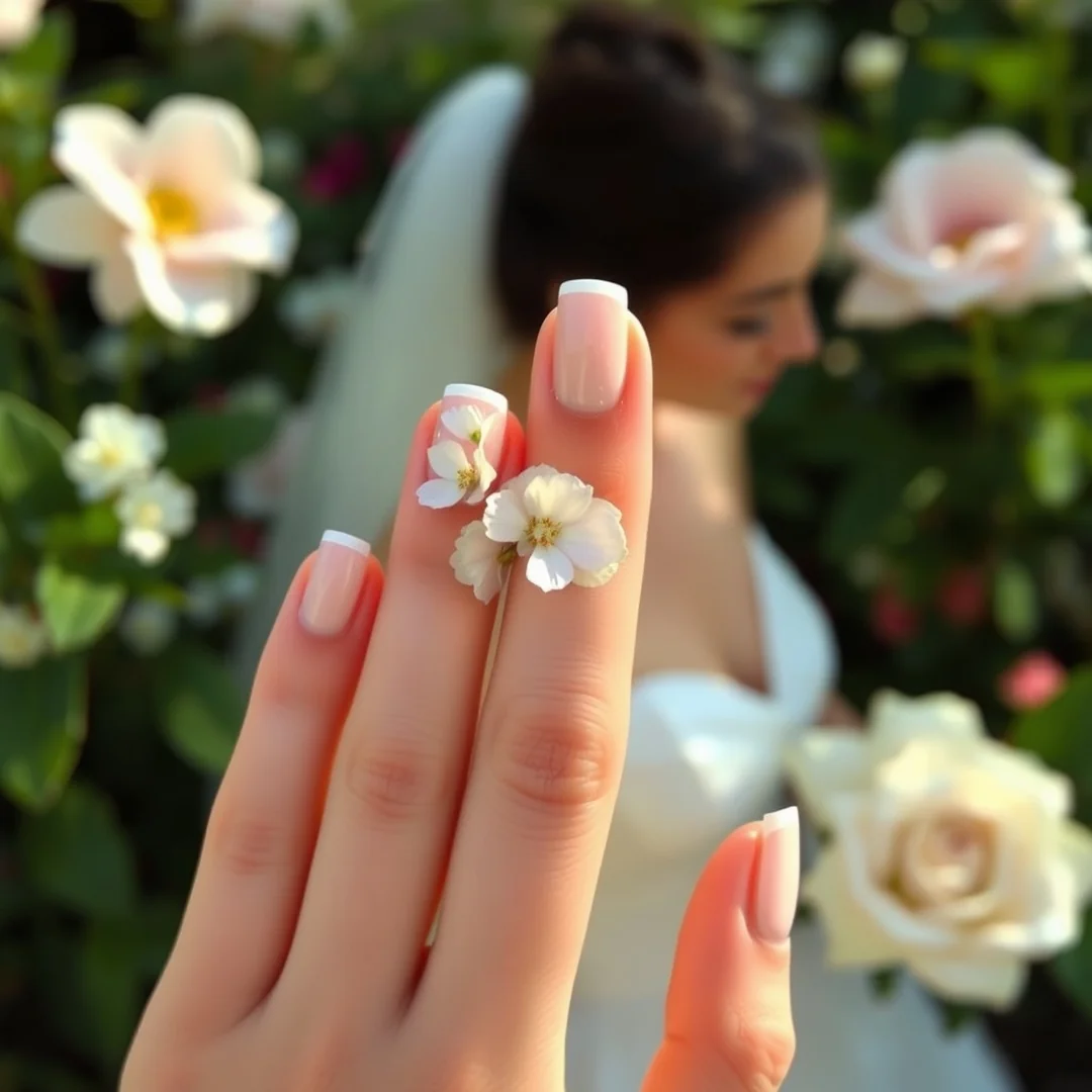 Floral Accent Art - 24 Summer Bridal Nails 2026 for a Beautiful Wedding Look