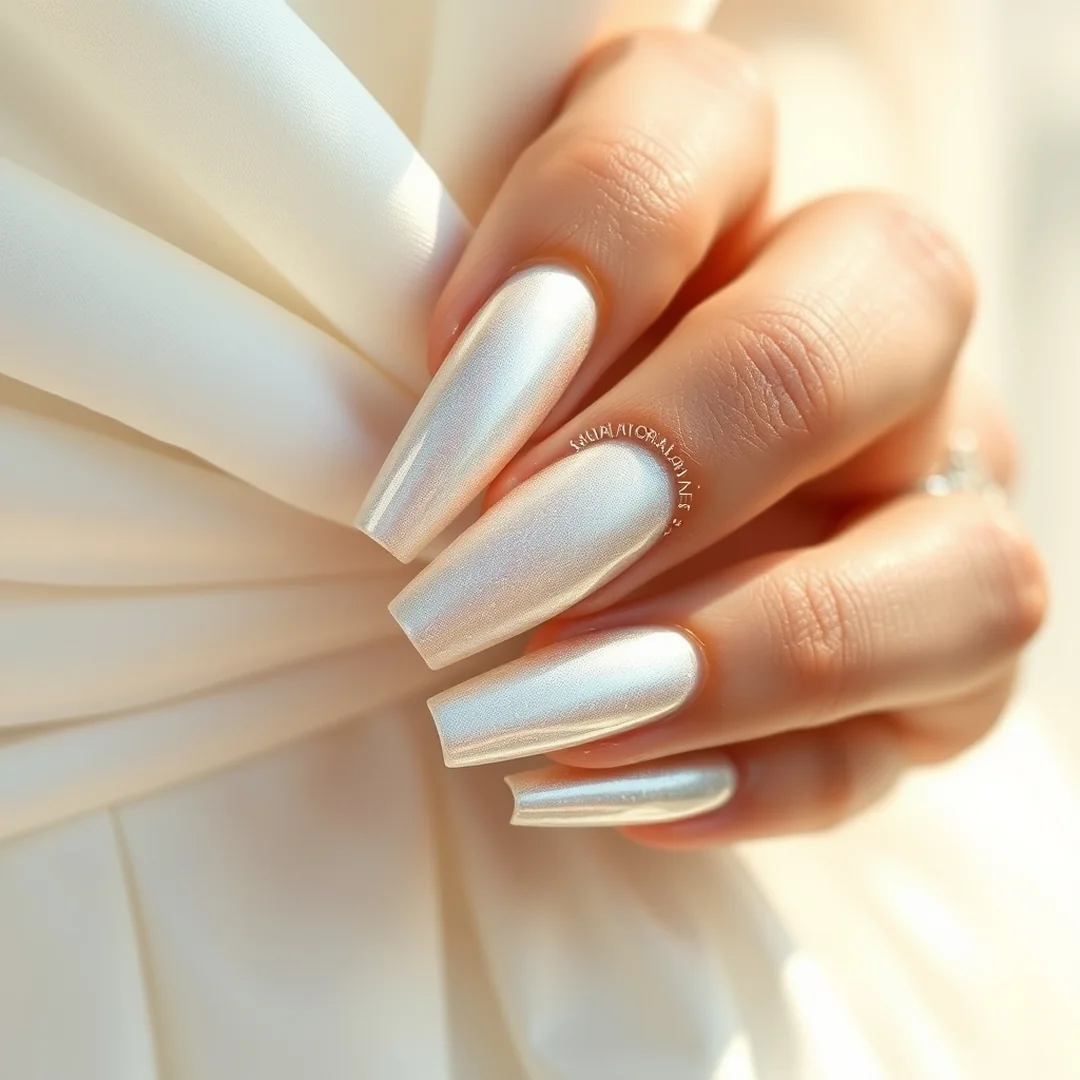 Pearl Chrome Finish - 24 Summer Bridal Nails 2026 for a Beautiful Wedding Look