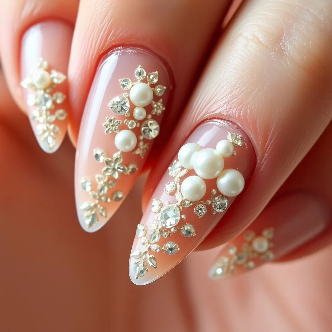3D Crystal Embellishments - 25 Summer Wedding Nails 2026 Every Bride Will Love