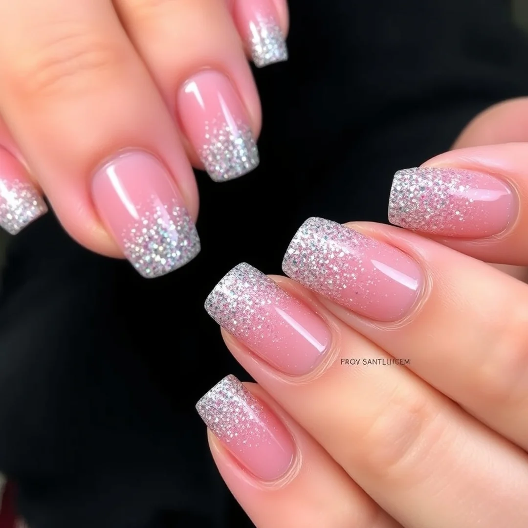 Glitter Gradient Tips - 25 Valentine’s Day Nails You’ll Want This Year