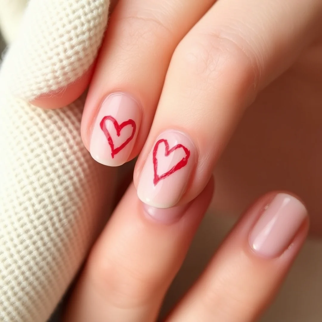 Nude Base Hearts - 25 Valentine’s Day Nails You’ll Want This Year