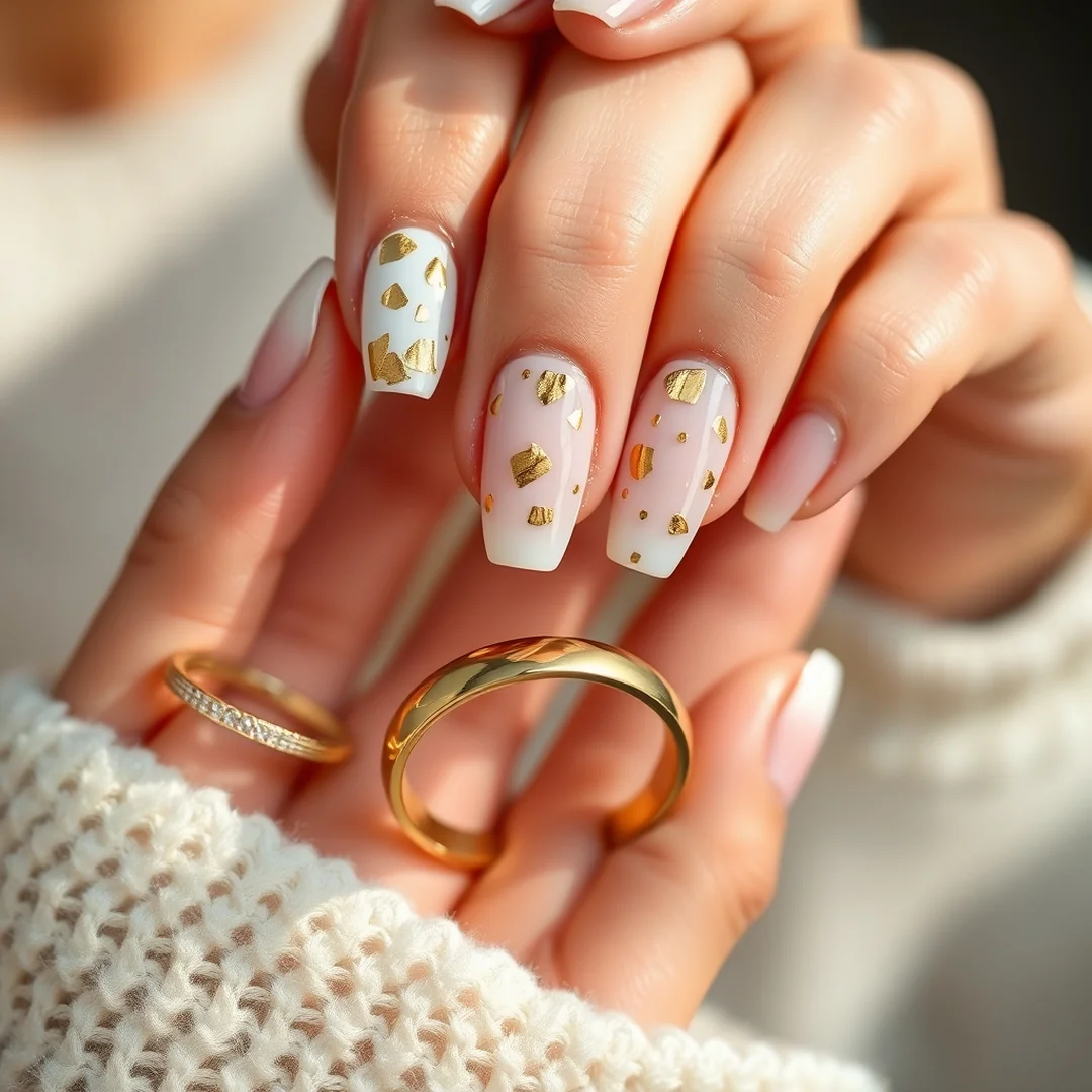 Gold Foil Flecks - 25 Wedding Nails for Brides in 2026