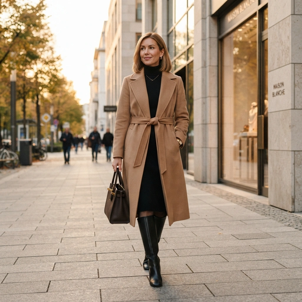 Belted Camel Coat