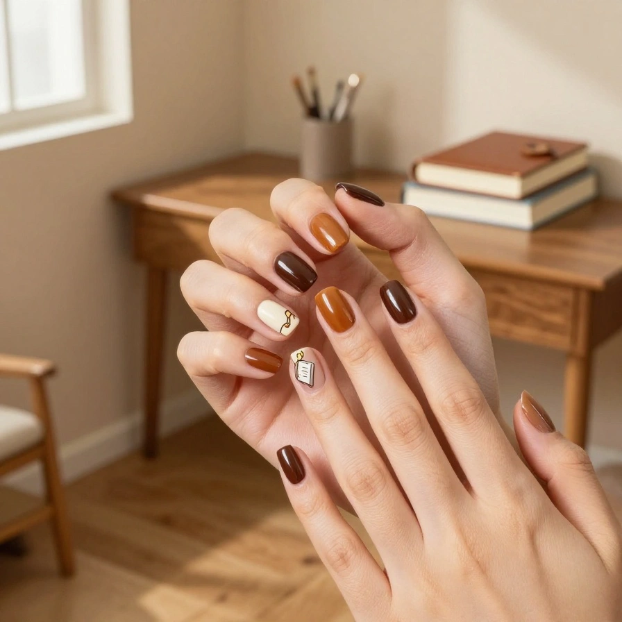 Brown Academic Nails