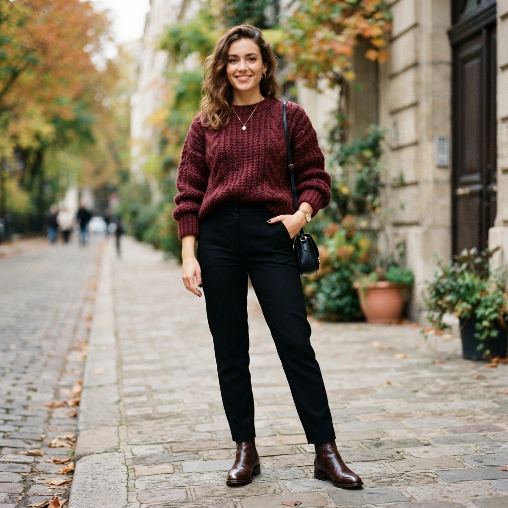 Burgundy Knit Focus