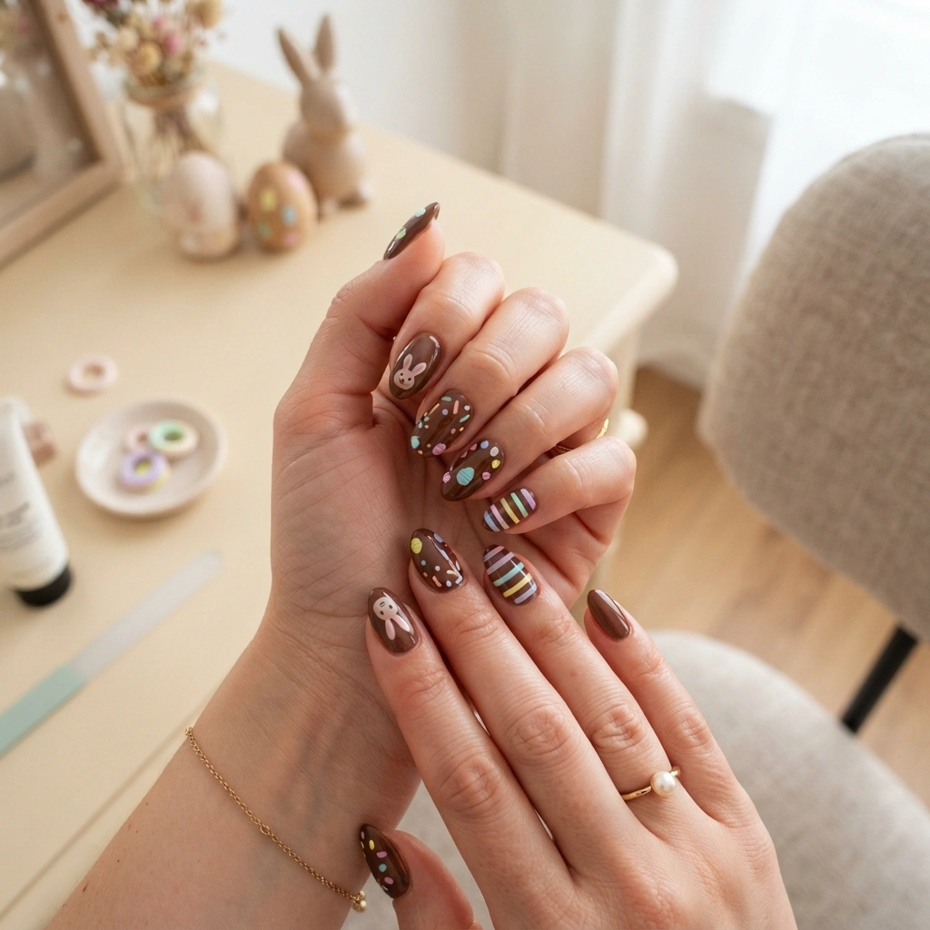 Chocolate Bunny Nails