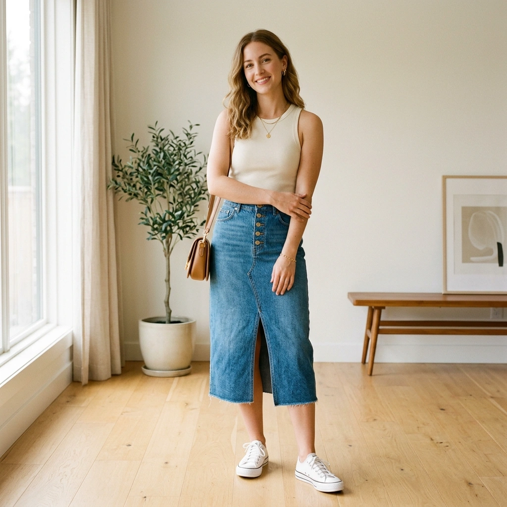 Denim Midi Skirt