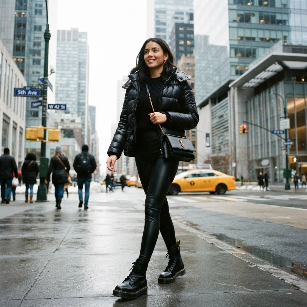 Faux Leather Contrast