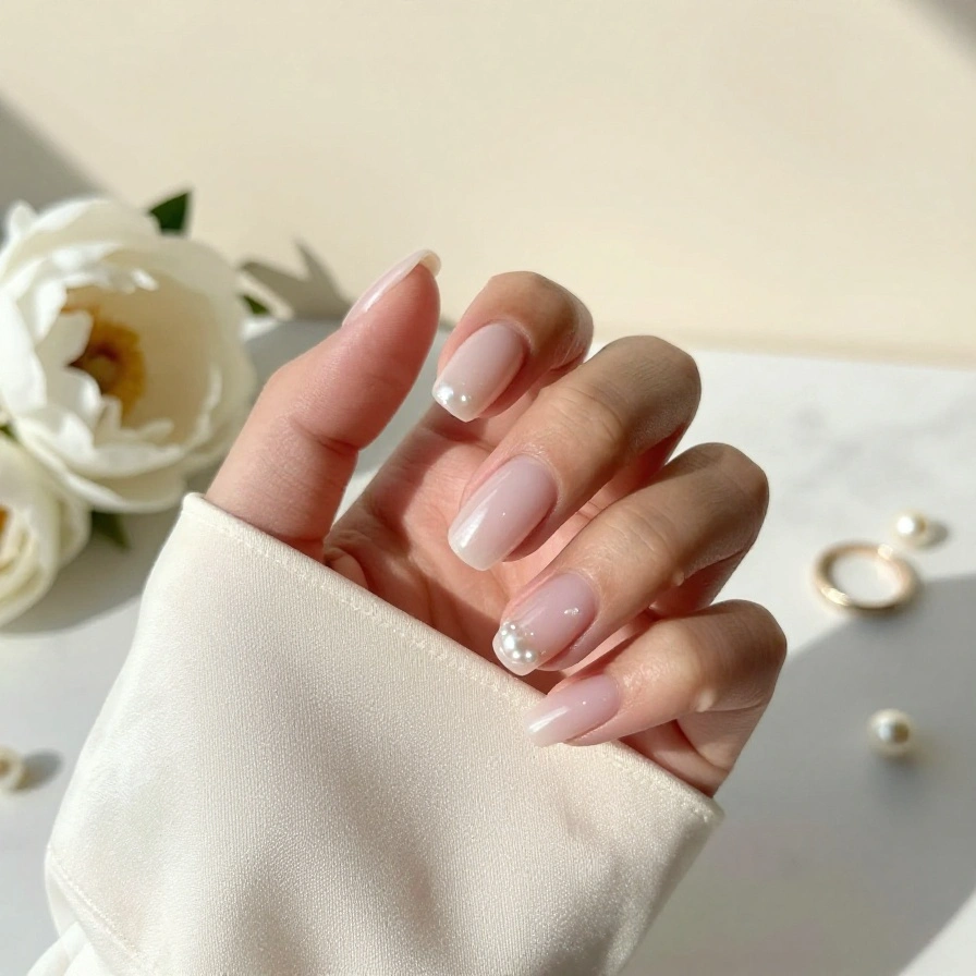 Glazed Bridal Nails