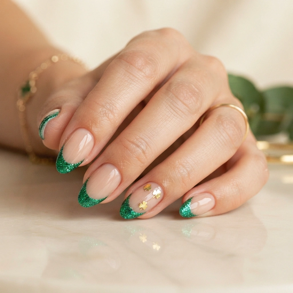 Green Glitter Tips